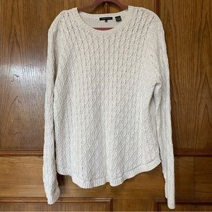 Jeanne Pierre - Cable Knit Cream Sweater Size XXL